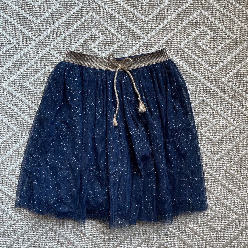 Elegant Navy Blue Skirt with Glitter Accents - 8 years